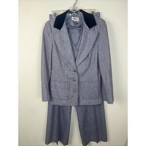 Windsor Sport‎ Three Piece Pant Suit Gray-blue Tweed Size 8, Pants Long